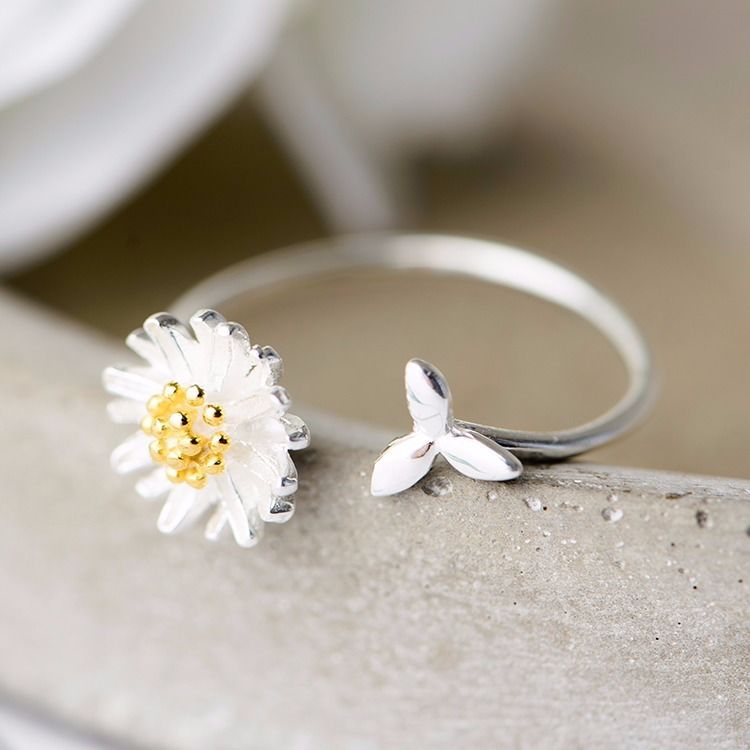 CIAXY 925er Sterlingsilber Blumenringe für Damen Verstellbare Größenringe Mode Party Schmuck Geschenk Anillos Mujer