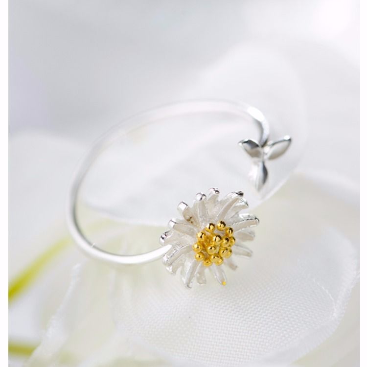 CIAXY 925er Sterlingsilber Blumenringe für Damen Verstellbare Größenringe Mode Party Schmuck Geschenk Anillos Mujer