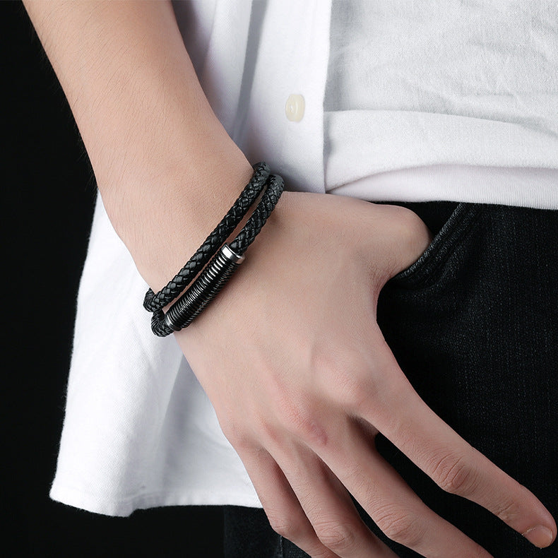 Vintage-Doppelarmband aus Rindsleder