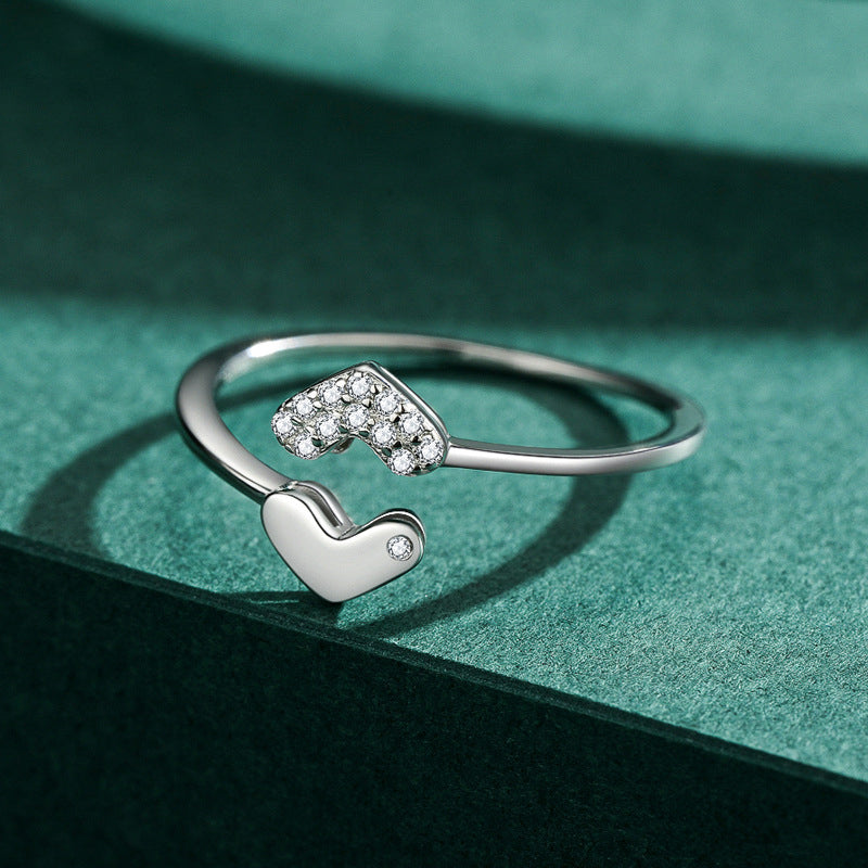 Vielseitiger Pfirsich Herz Liebe Reiner Silberring, Verstellbarer Damenschmuck Ring