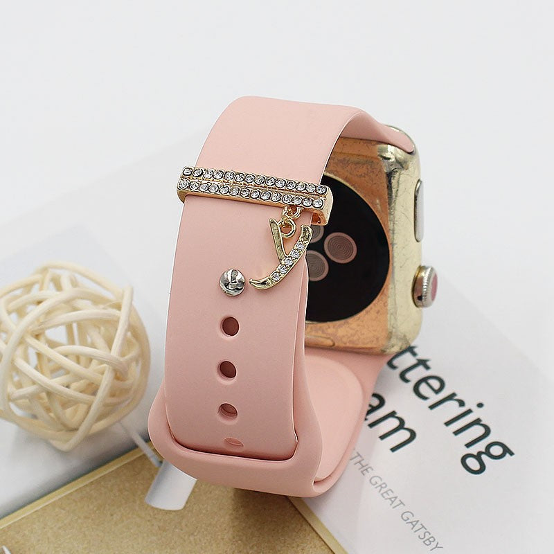 Suitable For Smart Watch Silicone Strap 38mm42mm Letter Decoration Ring