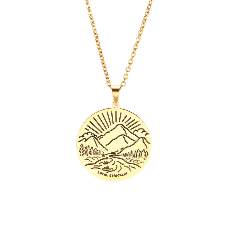 Collar inspirador de pico de montaña, personalidad, montaña nevada, sencillo