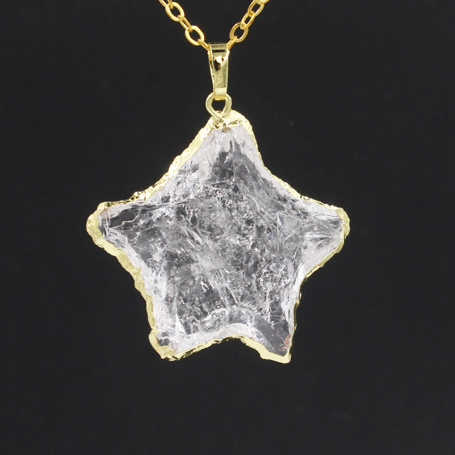 Star Moon Faceted Pendant White Crystal