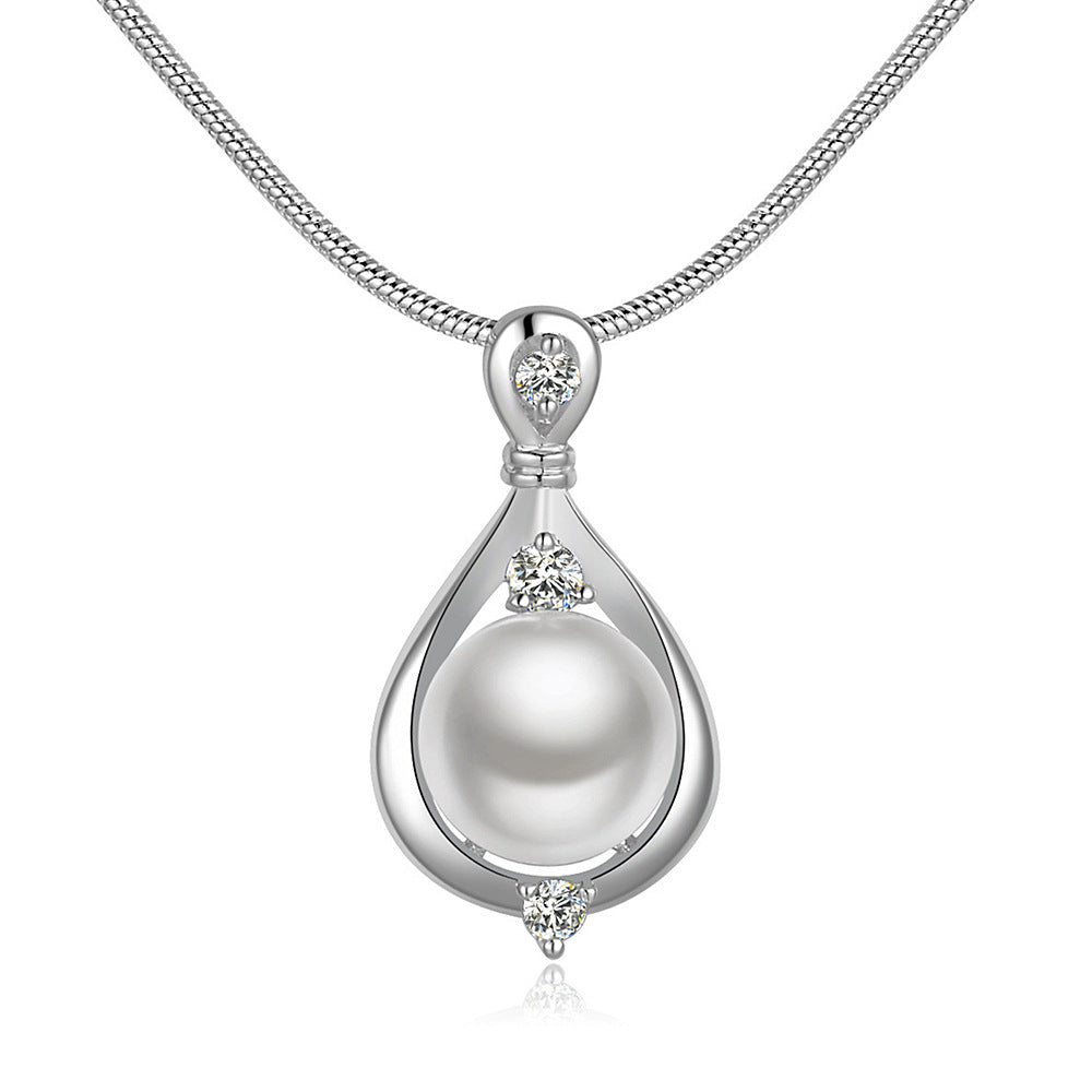 Mode Dame Wassertropfen Silber Perle Schmuckset