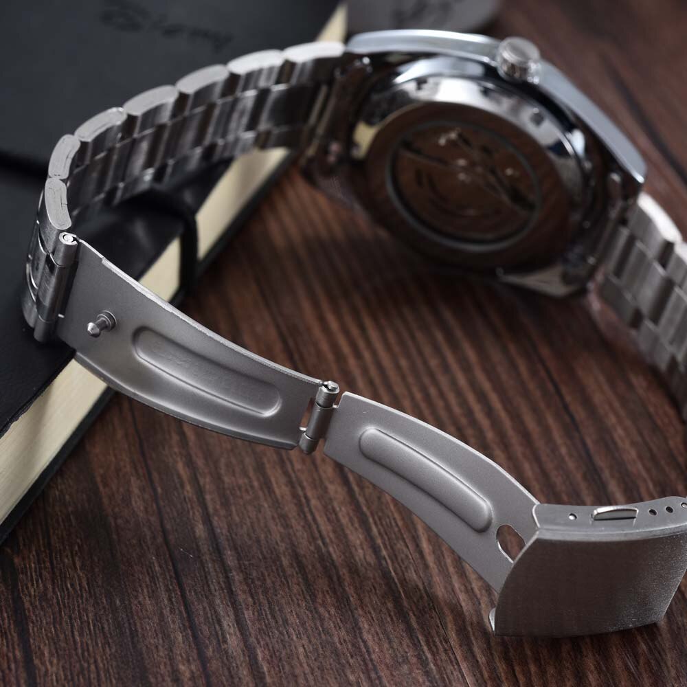Herrenuhr Tourbillon Uhren Edelstahlarmband Automatische Mechanische Armbanduhren Mondphase Kleine Sekunde Uhr