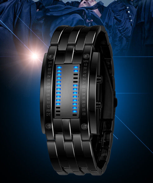 Doppelreihige helle binäre LED-Elektronik-Armbanduhr für Herren und Damen im Retro-Stil für Studenten