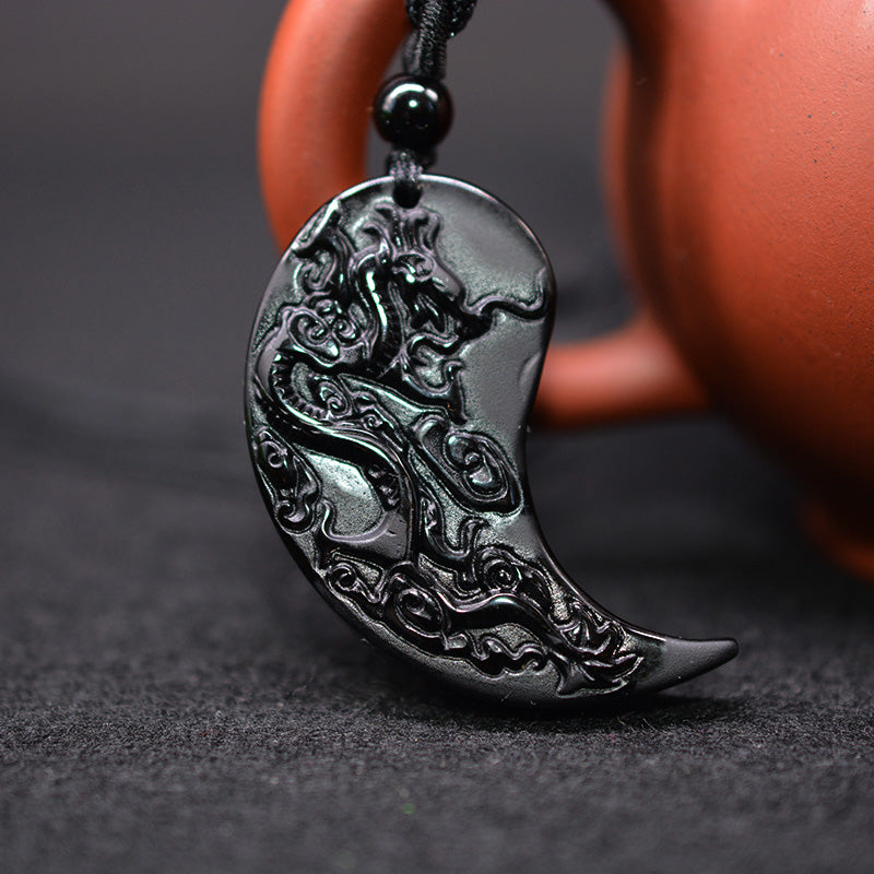 Obsidian-Drachen-Phönix-Paar-Anhänger für Verliebte