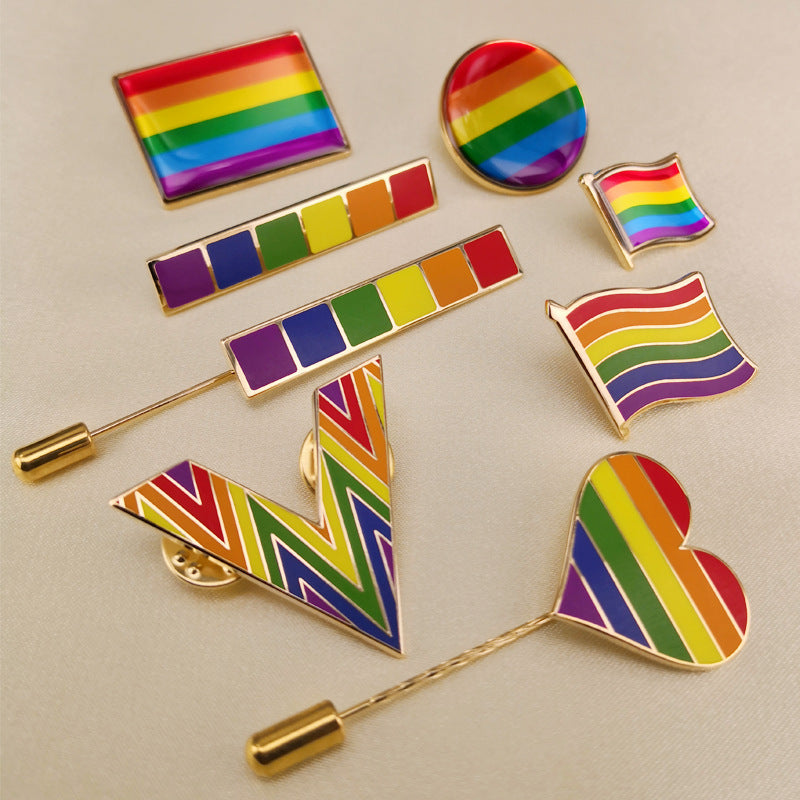 Metal rainbow badge