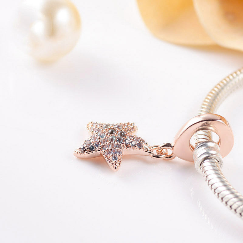 Funkelnder Seestern-Anhänger aus Roségold mit Zirkonia