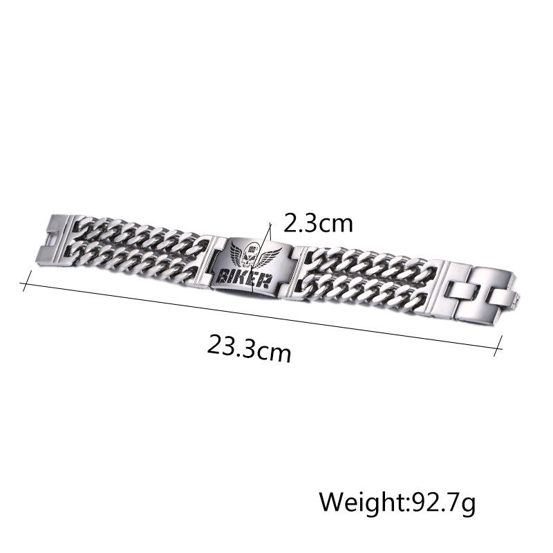 Vnox Biker-Armbänder Herrenschmuck 316L Edelstahl Totenkopf Doppelketten-Anhänger Geschenk