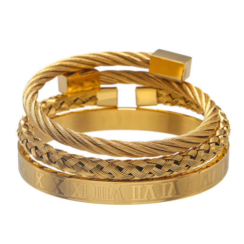 Tres pulseras de acero inoxidable