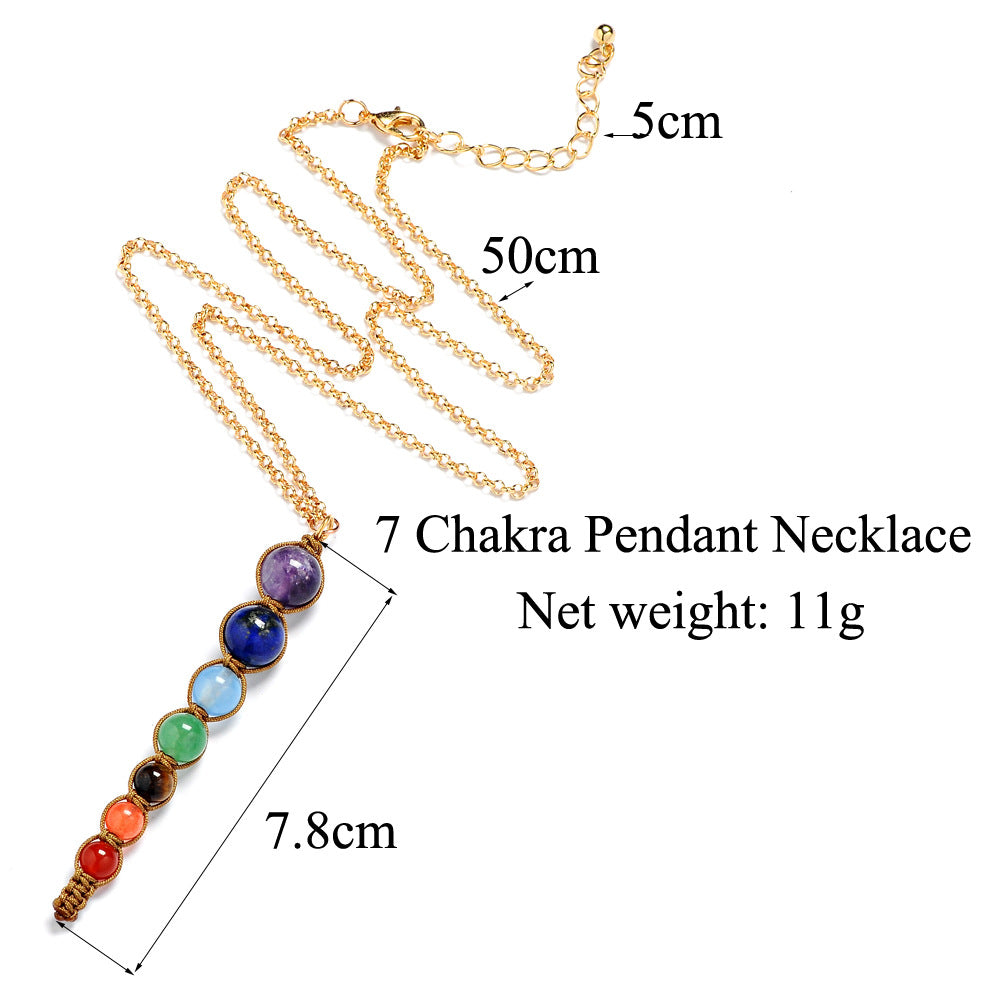 Sieben-Chakra-Pendelkette, natürliche Amethyst-Kegelkette, Persönlichkeitsschmuck