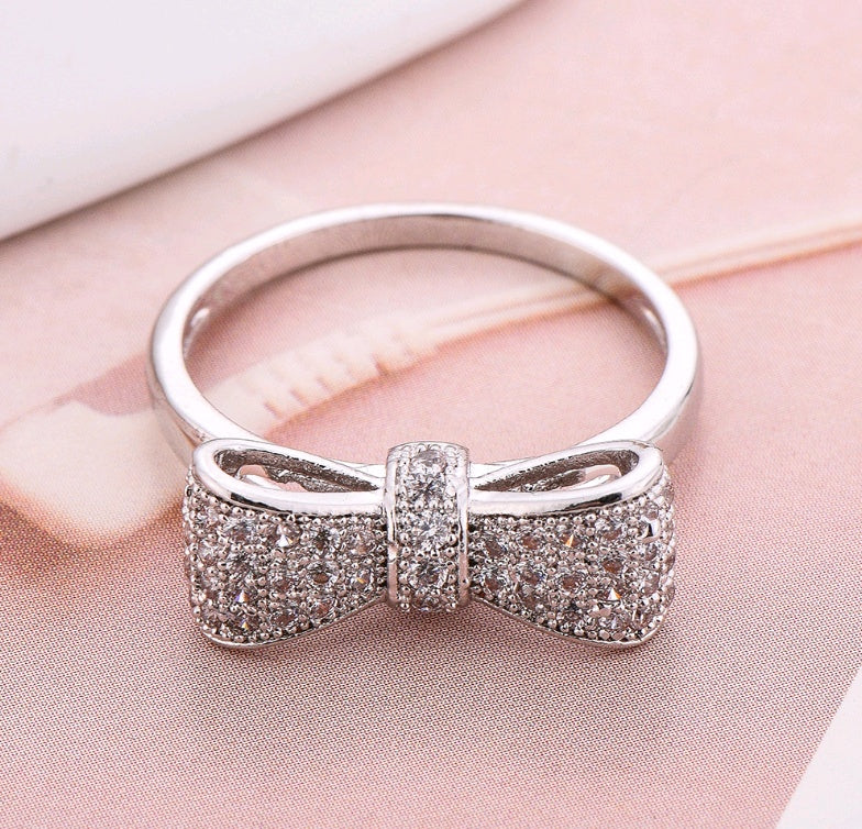 Joyería de Zircón con Lazo, Anillo de Lazo para Mujer