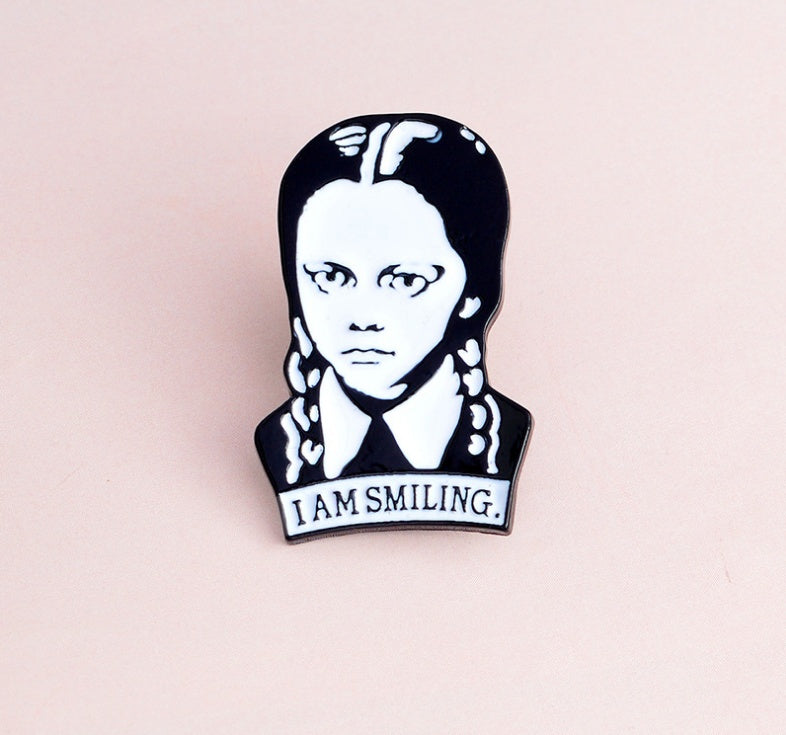 Wednesday Addams  AM SMILING  R Brooch