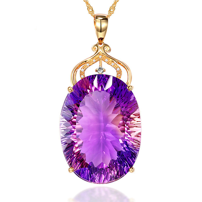 Colgante de Amatista Cadena de Suéter de Amatista