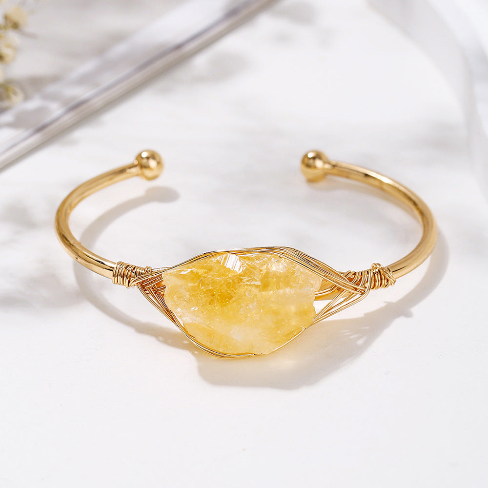 Womens Natural Crystal Bracelet Freeform Tumbled-stone Bracelet