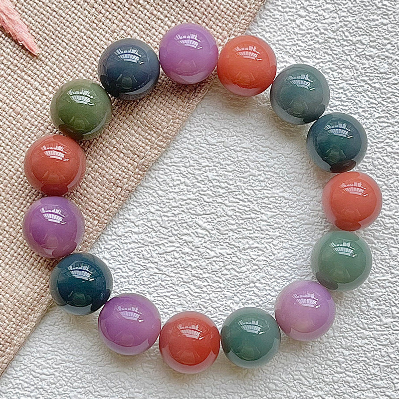 Rare Large Size White Jade Bodhi Root Bracelet