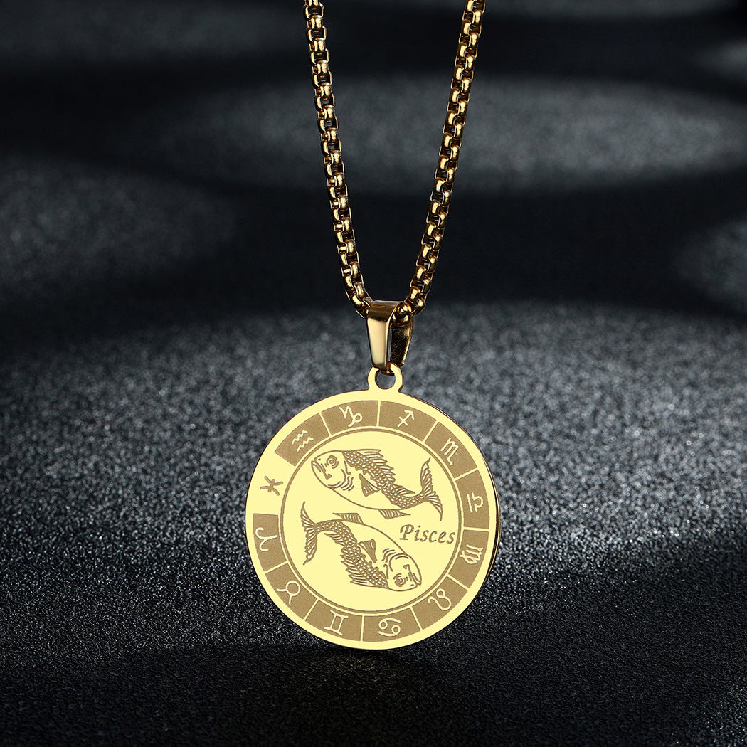 Edelstahl Konstellations-Anhänger-Halskette Goldmedaillen-Halskette
