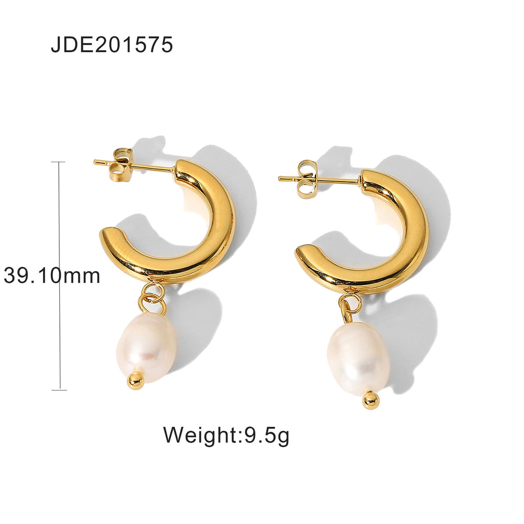 Modische Perlenohrringe aus 18K Gold Edelstahl