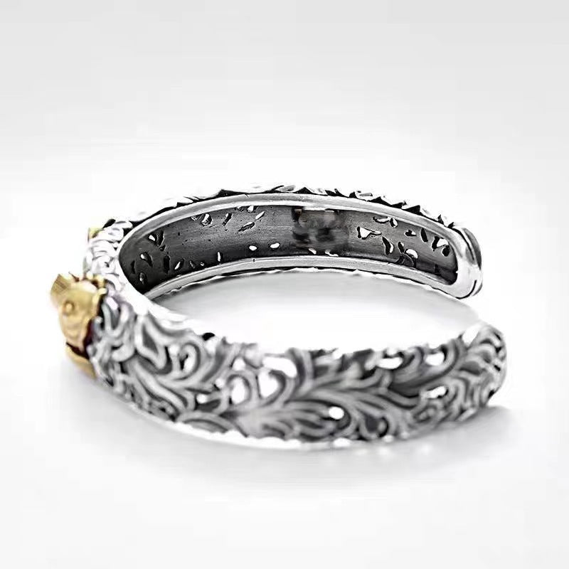 Chinese Style Two-color Electroplated Koi Tangcao Pattern Bracelet