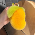 Llavero con Colgante de Pelo de Conejo y Mango