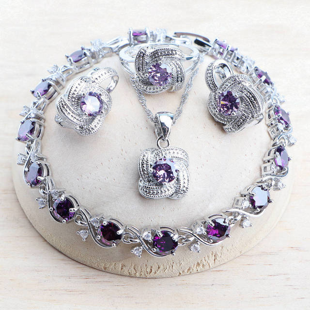 Blue Zirconia Women Jewelry Sets 925 Sterling Silver Wedding