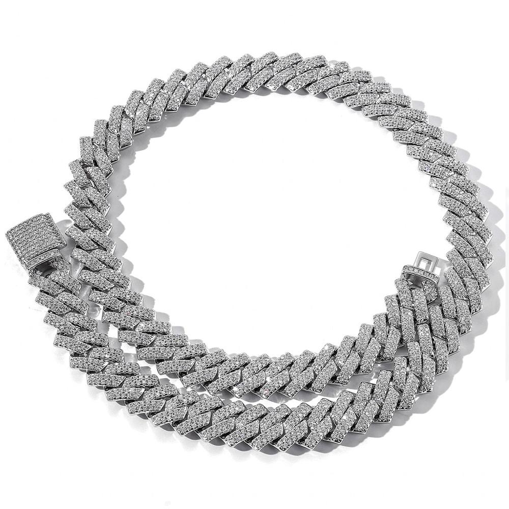 Herren Bar Cuban Halskette Hiphop Kupfer Set Zirkon Halskette