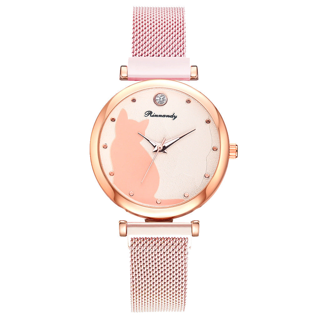 Conjunto de pulsera de reloj de gato para mujer