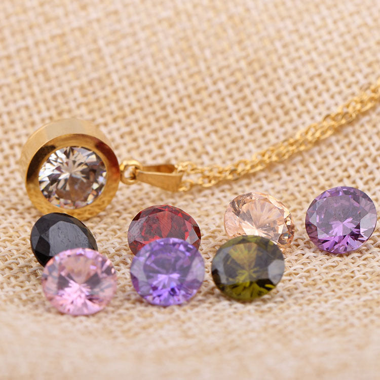 Collar de acero de titanio con diamantes de 8 colores