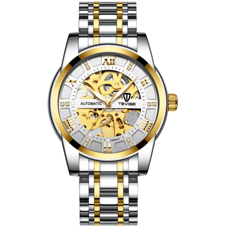 Herrenmodeuhr Mode Automatische mechanische Uhr Hohlzifferblatt Uhr Wasserdichte Herrenuhr