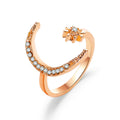 Anillos Abiertos de Luna y Estrella con Diamantes de Imitación, Joyería Personalizada de Moda para Mujer