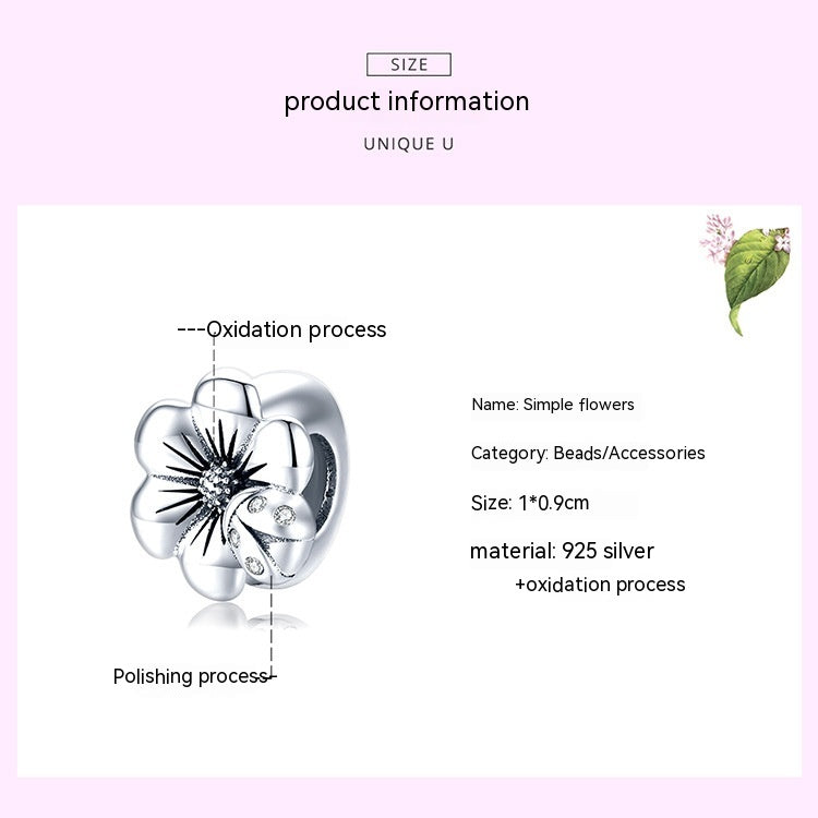 S925 Silber Blume Silikon Positionierungs-Spacerperlen Temperament Mädchen DIY All-Match Schmuckzubehör