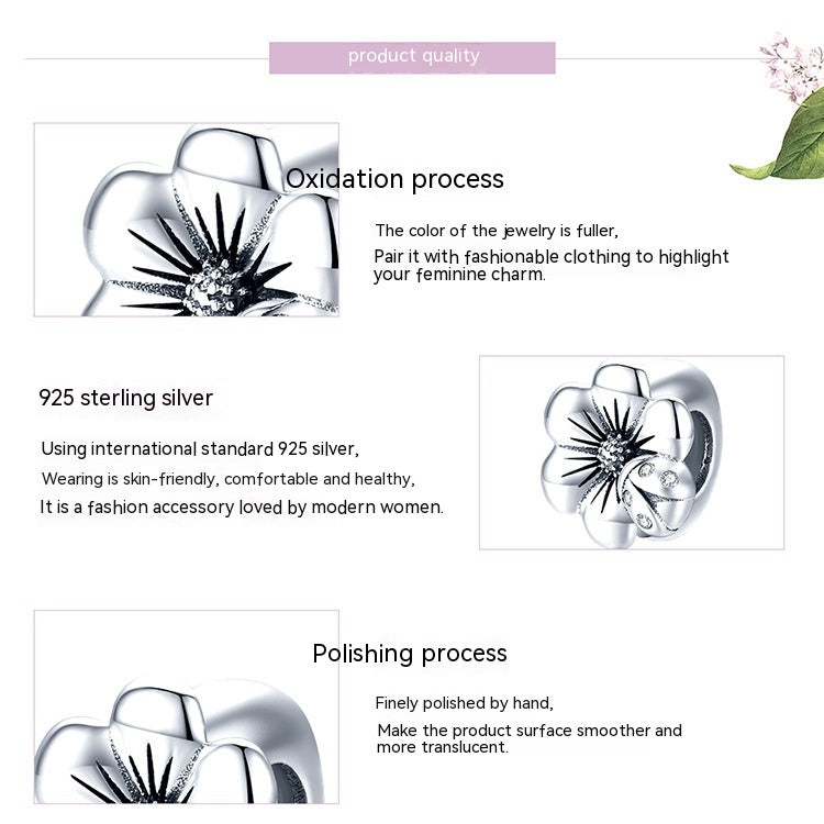 S925 Silber Blume Silikon Positionierungs-Spacerperlen Temperament Mädchen DIY All-Match Schmuckzubehör