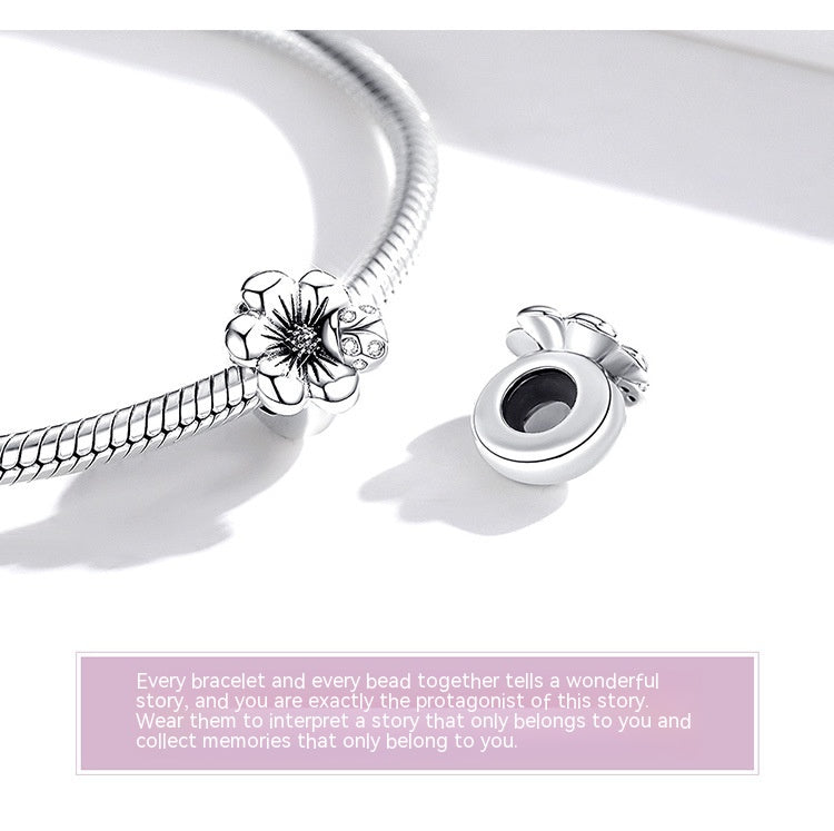 S925 Silber Blume Silikon Positionierungs-Spacerperlen Temperament Mädchen DIY All-Match Schmuckzubehör