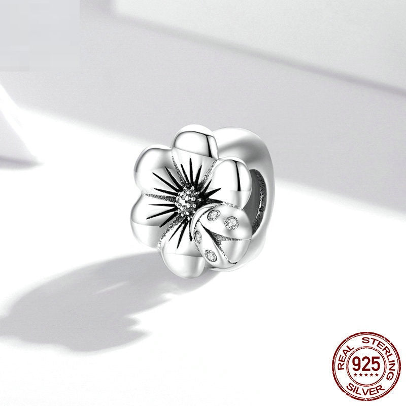 S925 Silber Blume Silikon Positionierungs-Spacerperlen Temperament Mädchen DIY All-Match Schmuckzubehör