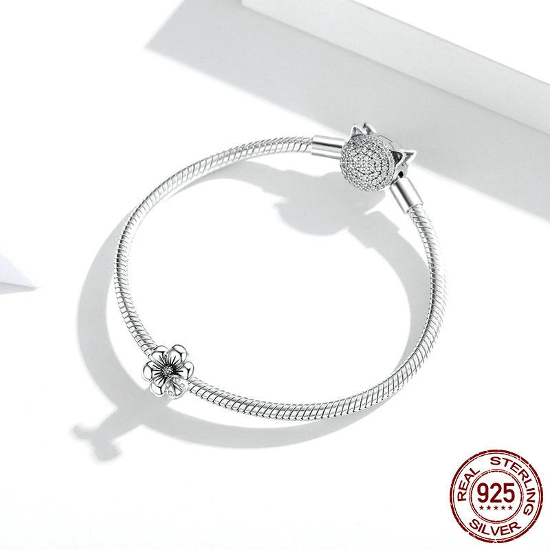 S925 Silber Blume Silikon Positionierungs-Spacerperlen Temperament Mädchen DIY All-Match Schmuckzubehör