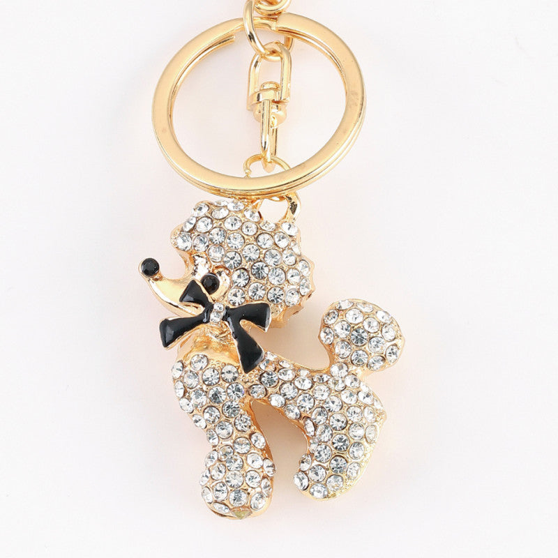 Llavero de coche de diamante de agua, zodiaco, perro pequeño, para mujer, Han