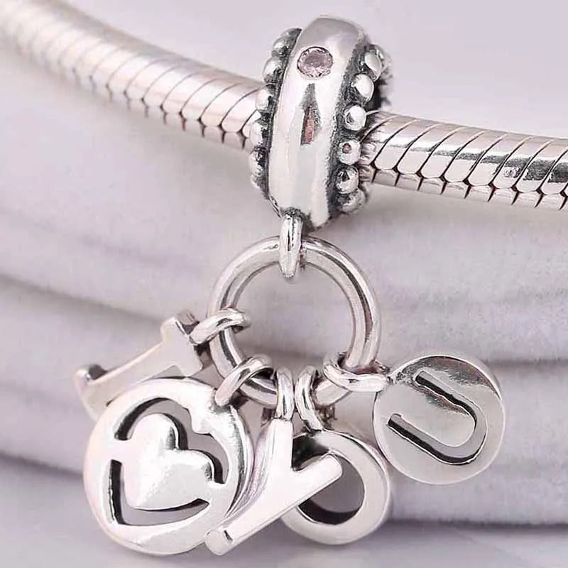S925 Silberarmband Ich liebe dich Englischer Anhänger