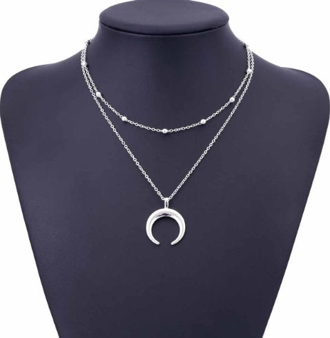Collar Doble Bohemio Chapado en Oro para Mujer, Collar de Clavícula