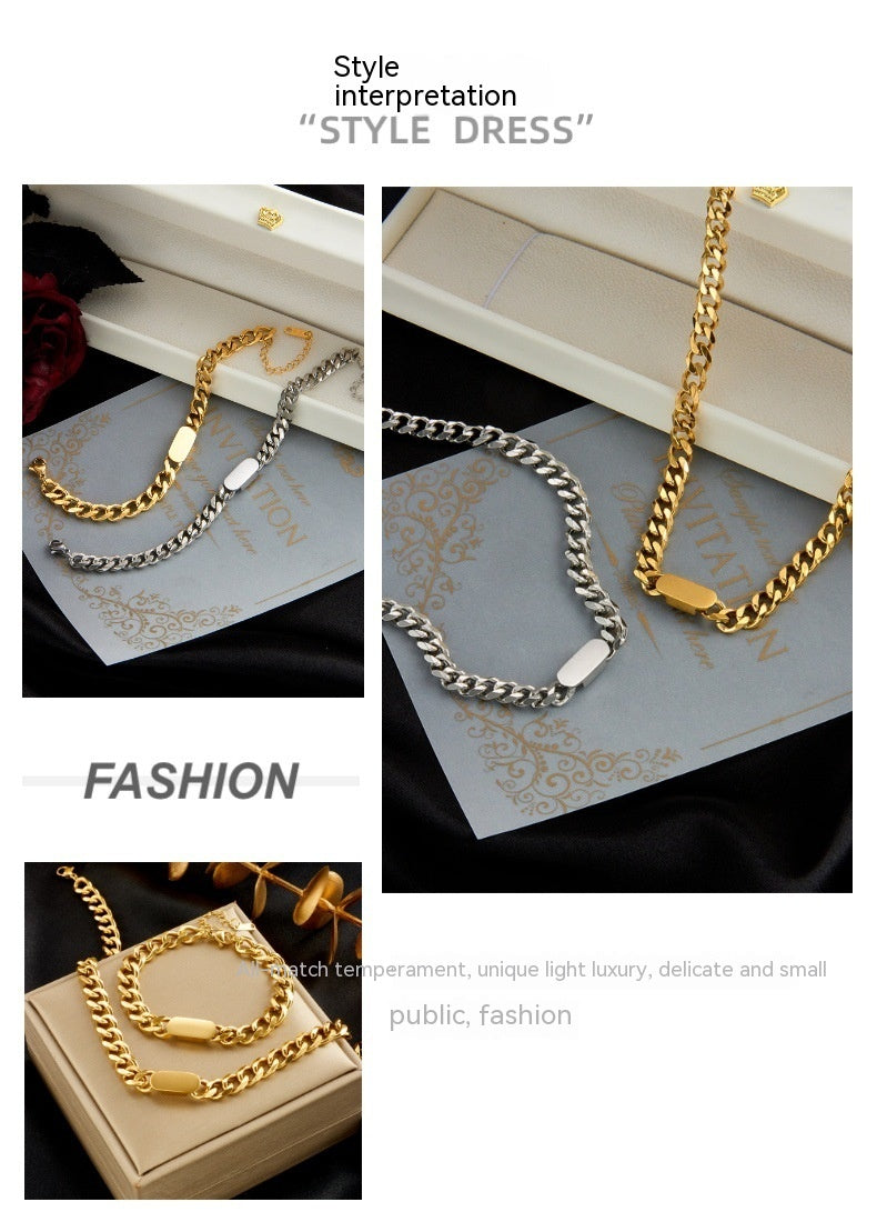 All-Match Gold Titanstahl Hip Hop Damen Herren Chunky Halskette