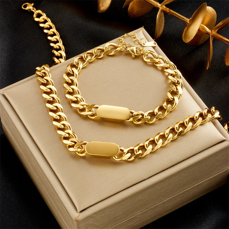 All-Match Gold Titanstahl Hip Hop Damen Herren Chunky Halskette