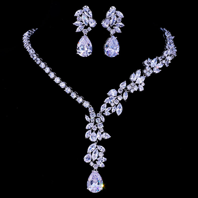 Wassertropfen-Zirkon-Brautschmuckset