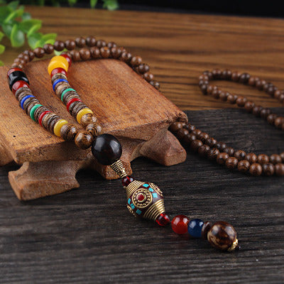 Retro Buddha Perlen Pulloverkette