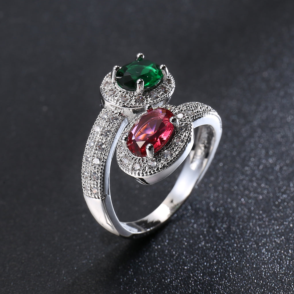 Anillo de circonita personalizado de moda para mujer