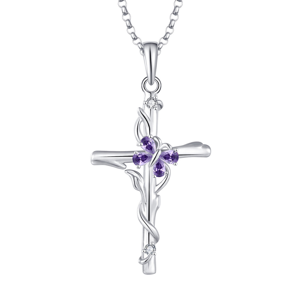 S925 Sterlingsilber Zirkon-Anhänger Kreuzkette für Damen