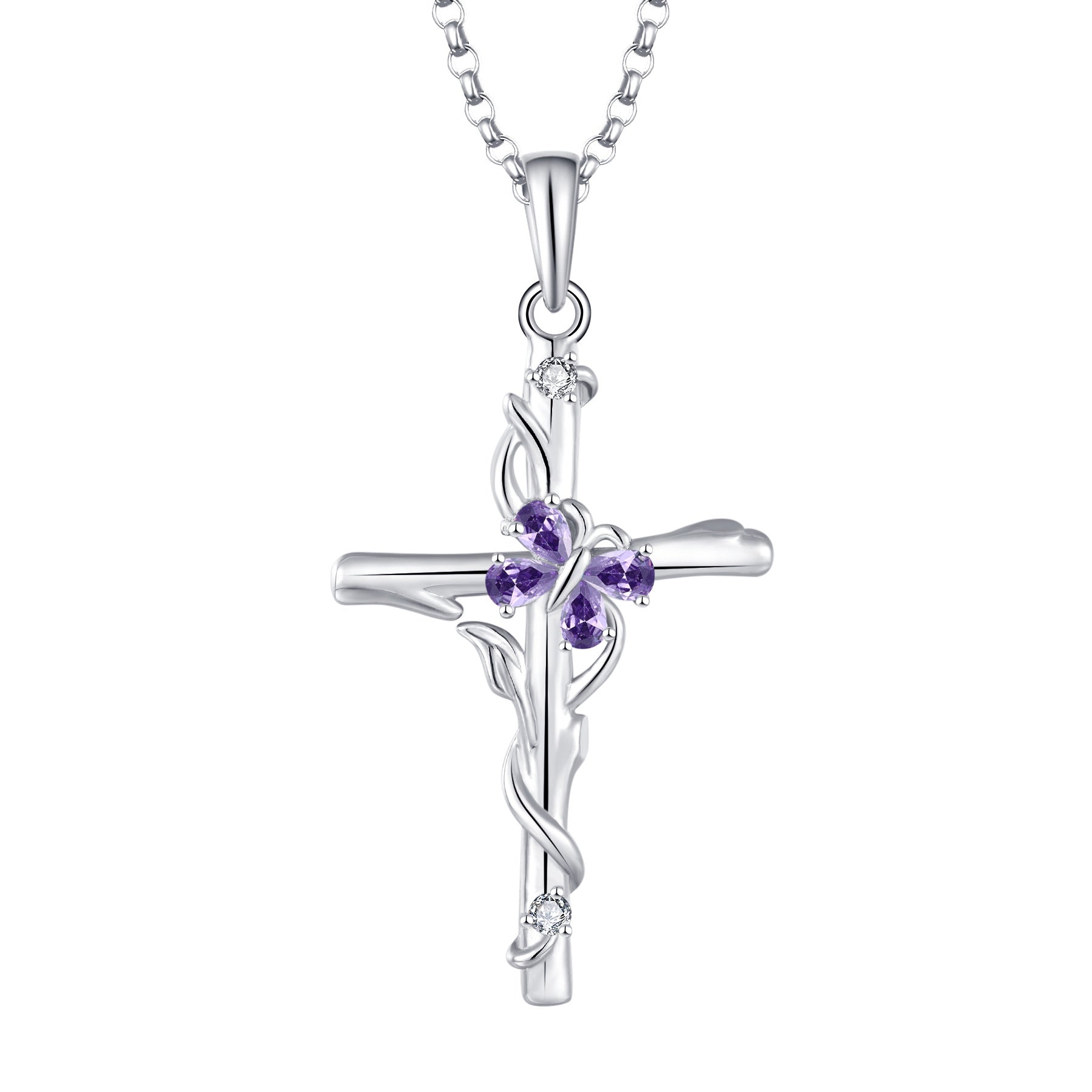 S925 Sterlingsilber Zirkon-Anhänger Kreuzkette für Damen