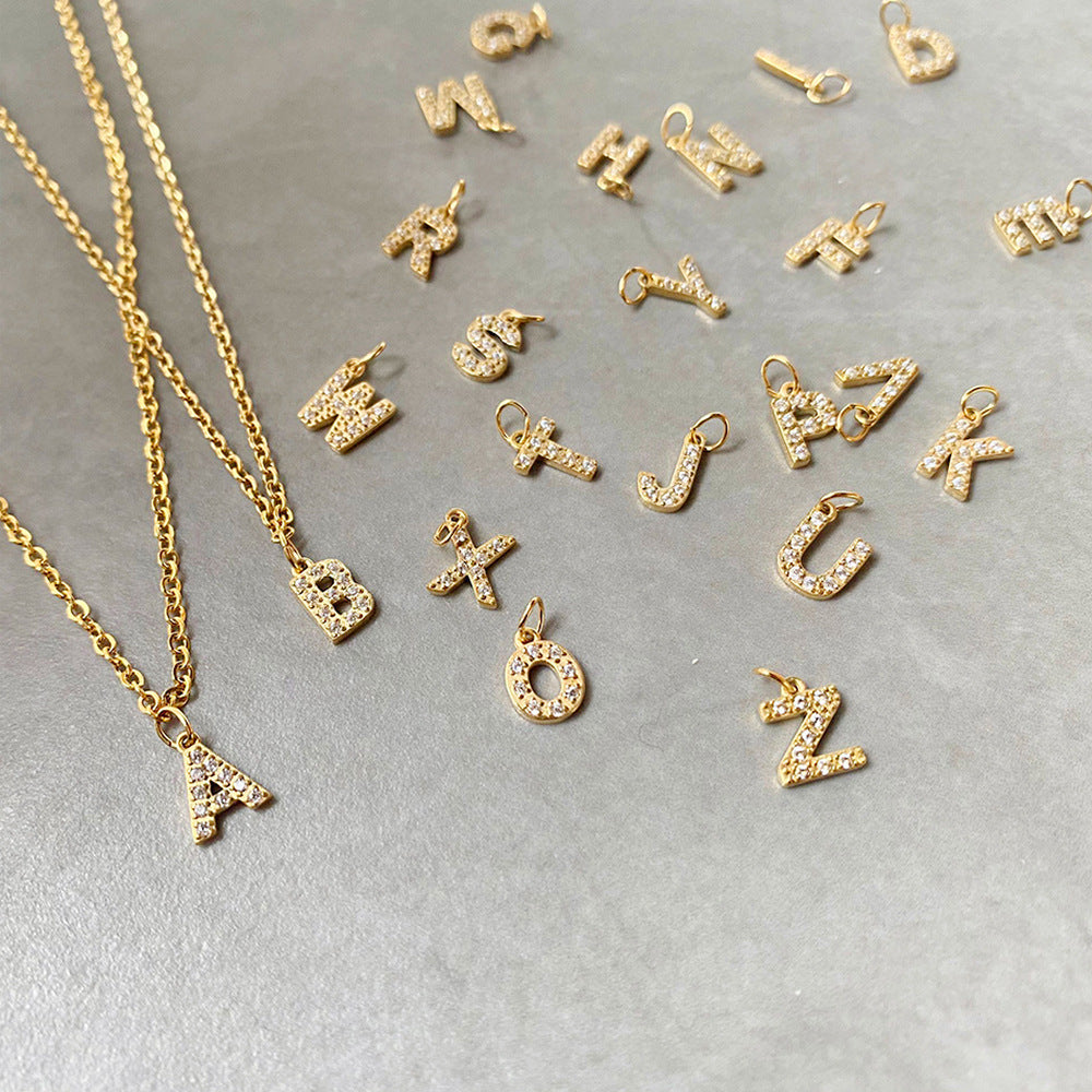 Edelstahl-Ornamentzubehör mit vollem Diamanten, Buchstaben- und Zahlenanhänger zum Selbermachen