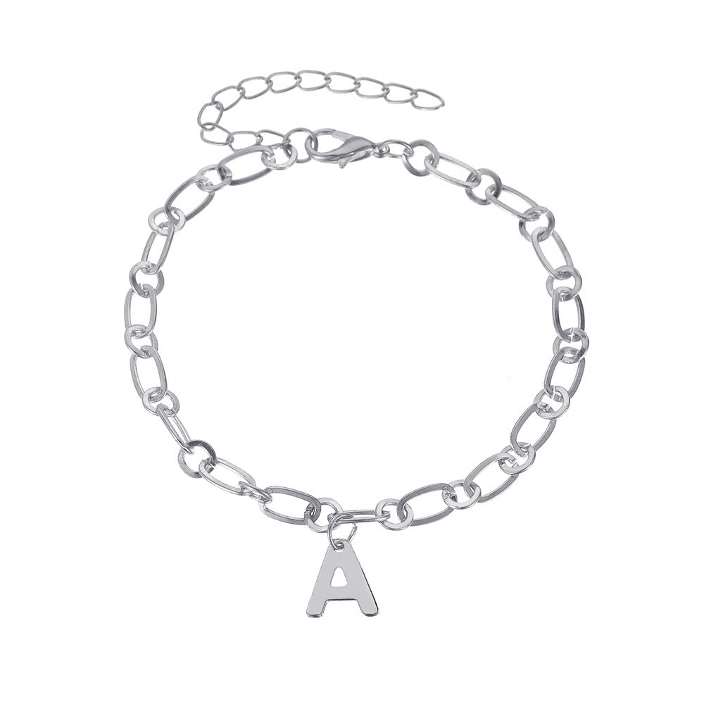 Tobillera con letras inglesas incrustadas de diamantes brillantes para mujer