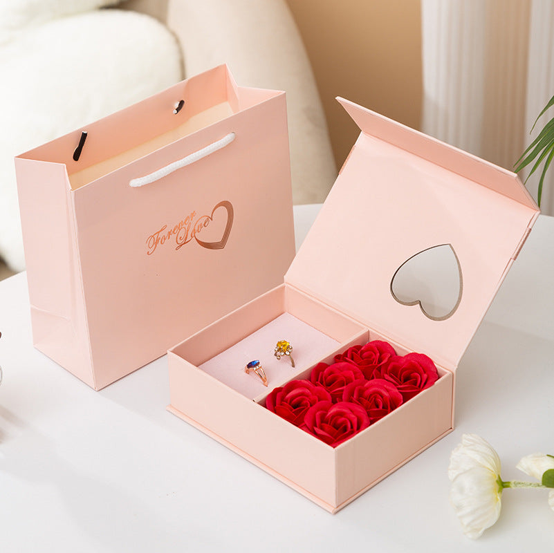Rosen lieben Schmuckkästchen Valentinstag Halskette Ring Ohrstecker