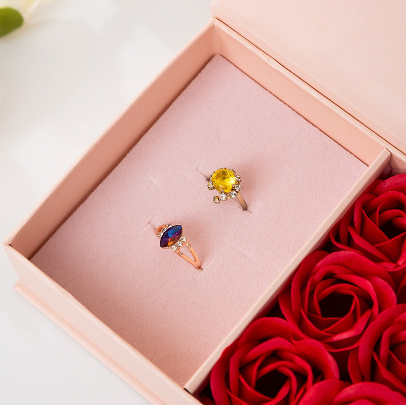 Rosen lieben Schmuckkästchen Valentinstag Halskette Ring Ohrstecker
